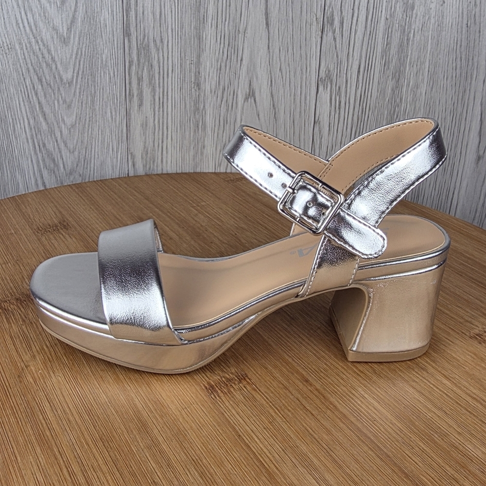 CHILDREN'S BLOCK HEEL ( MACEY-ISS SILVER)